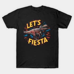 "Let's Fiesta"Cinco de Mayo,Dinosaur,8k, T-Shirt T-Shirt